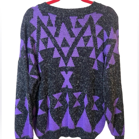 Vintage GFC New York 80’s Black & Purple Geometric Sweater - Picture 6 of 15